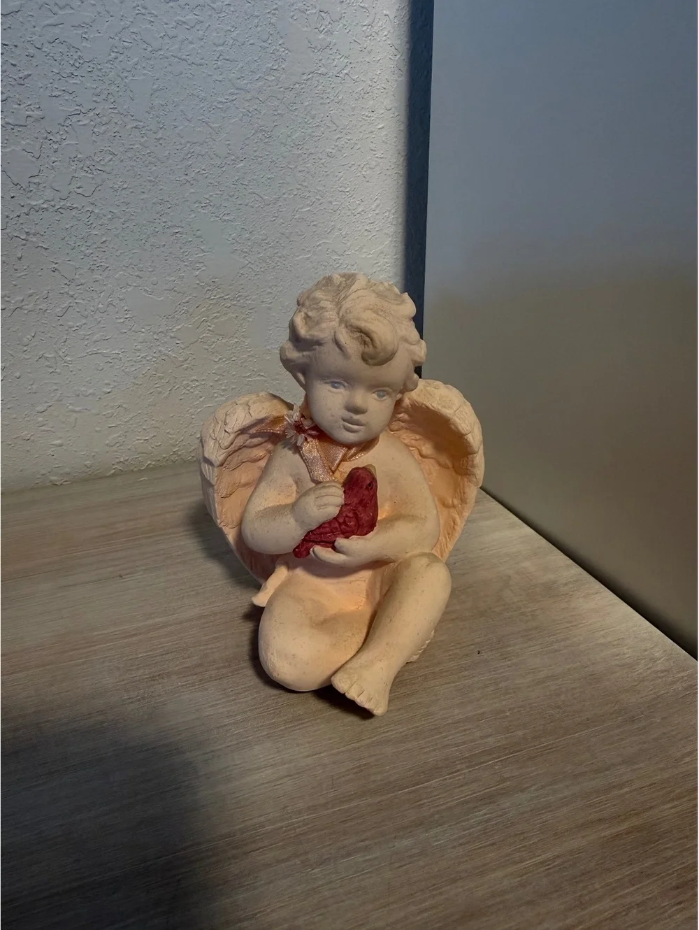 Russ Angels of Love Cherub Figurine with Red Bird